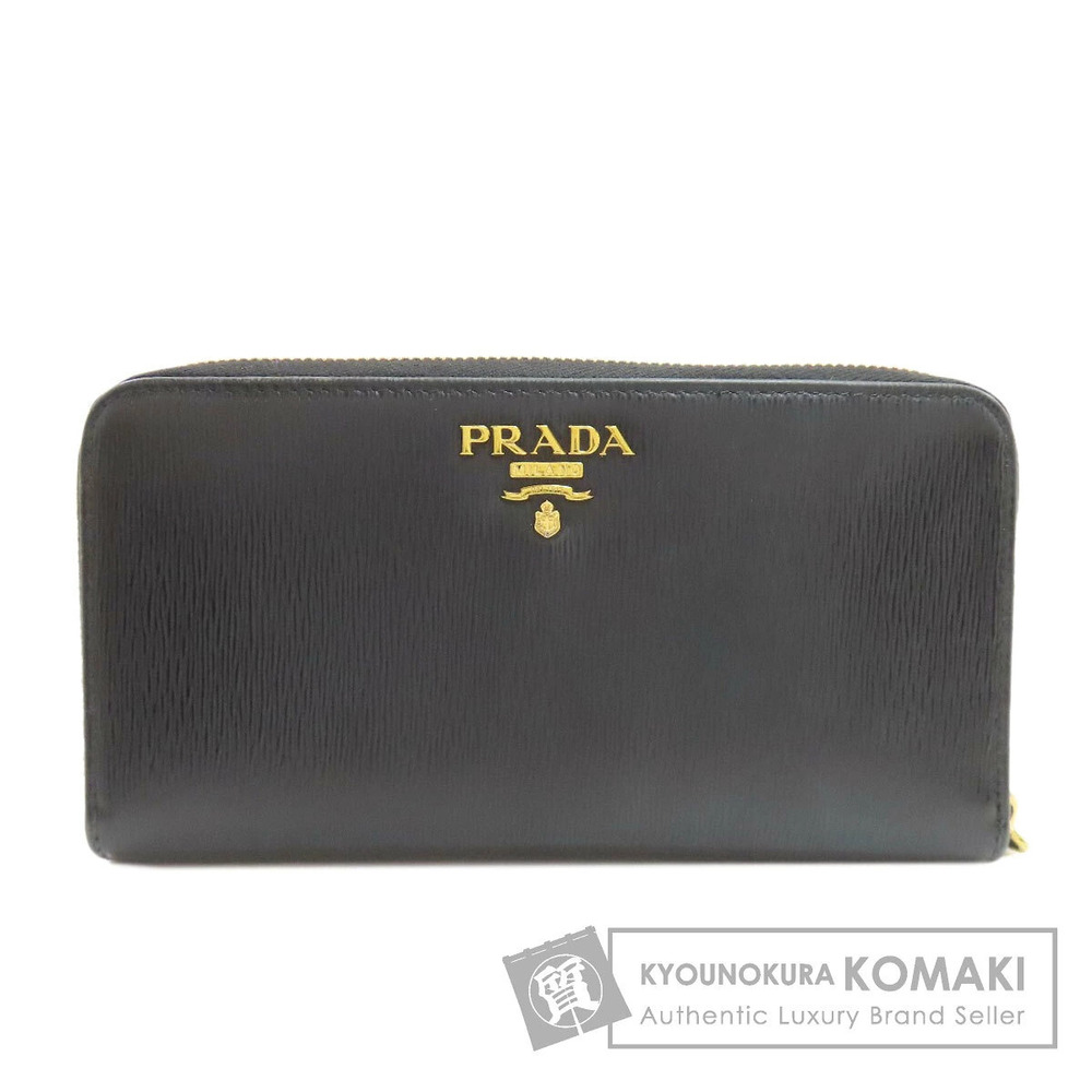 Prada Long Wallet Coin Purse Leather Black